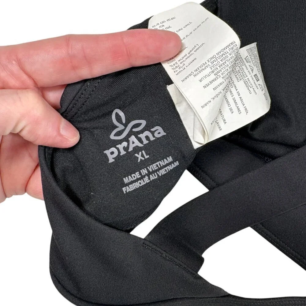 Prana Black Wireless Sports Bra with No Padding Women's Size XL